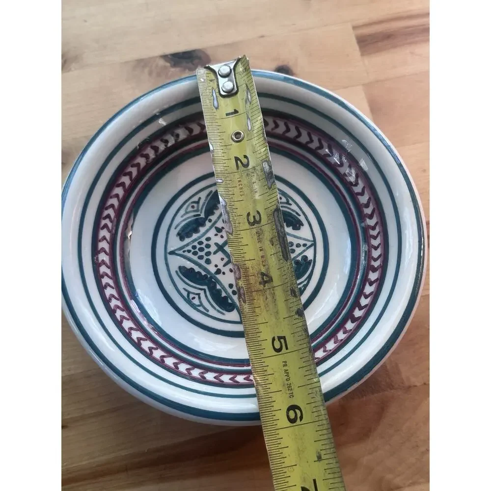 Vintage Safi Moroccan Ceramic Serving Bowl Hand Painted Teal Red Decorative 6